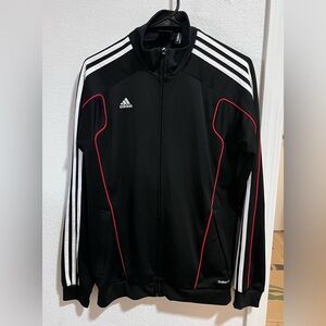 Adidas Men's Black Performance Jacket with White and Red Accents